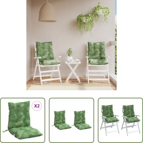 Cojines de jardín -  Cojines de silla de respaldo bajo 2 uds tela estampado de hojas
