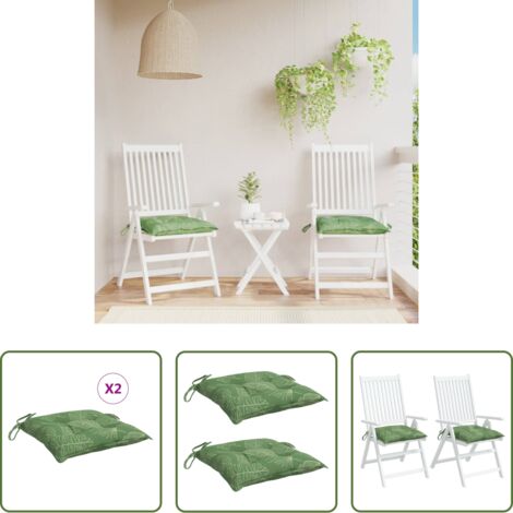Cojines de jardín -  Cojines para silla 2 uds tela estampado de hojas 40x40x7 cm