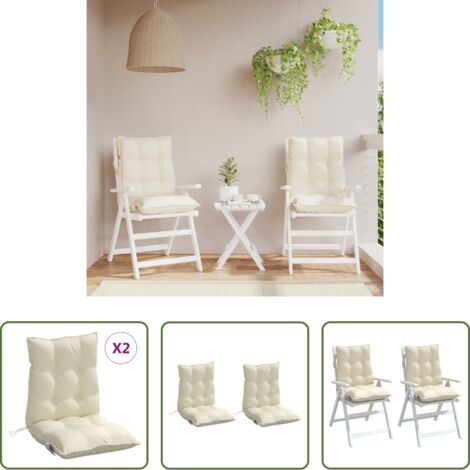Cojines de jardín -  Cojines para silla con respaldo bajo 2 uds tela Oxford crema