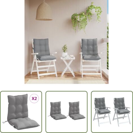 Cojines de jardín -  Cojines para silla con respaldo bajo 2 uds tela Oxford gris