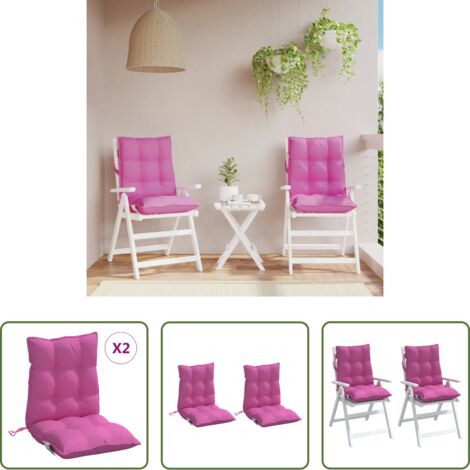 Cojines de jardín -  Cojines para silla con respaldo bajo 2 uds tela Oxford rosa