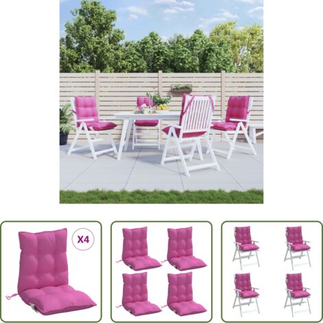 Cojines de jardín -  Cojines para silla con respaldo bajo 4 uds tela Oxford rosa