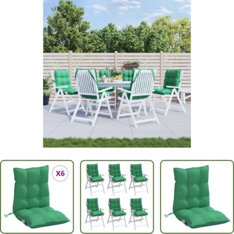 Cojines de jardín -  Cojines para silla con respaldo bajo 6 uds tela Oxford verde