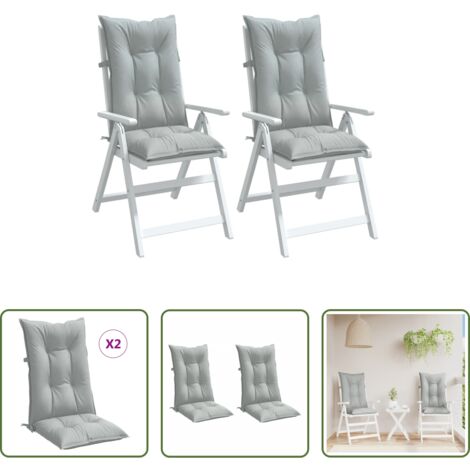 Cojines de jardín -  Cojines para silla respaldo alto 2 uds tela gris claro melange