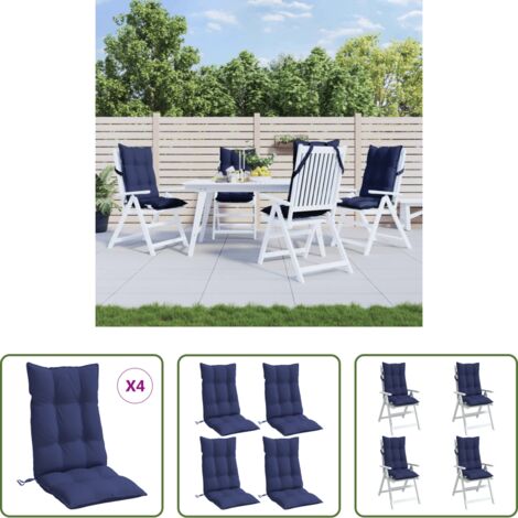 Cojines de jardín -  Cojines para silla respaldo alto 4 uds tela Oxford azul marino