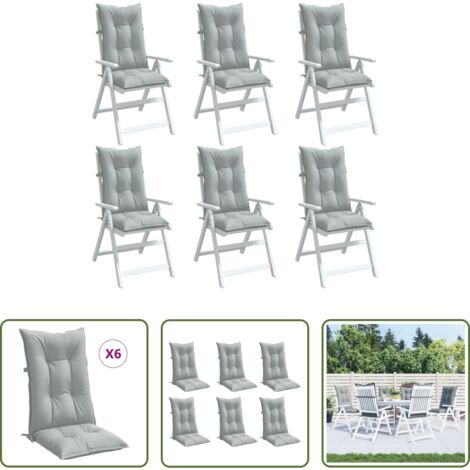 Cojines de jardín -  Cojines para silla respaldo alto 6 uds tela gris claro melange
