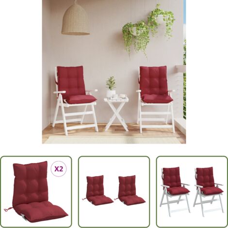 Cojines de jardín -  Cojines para silla respaldo bajo 2 uds tela Oxford rojo tinto