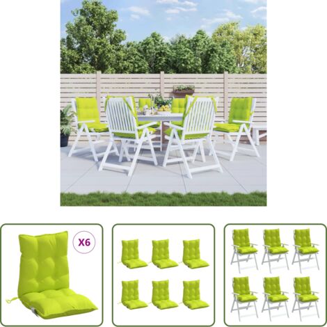Cojines de jardín -  Cojines para silla respaldo bajo 6 uds tela Oxford verde brillo