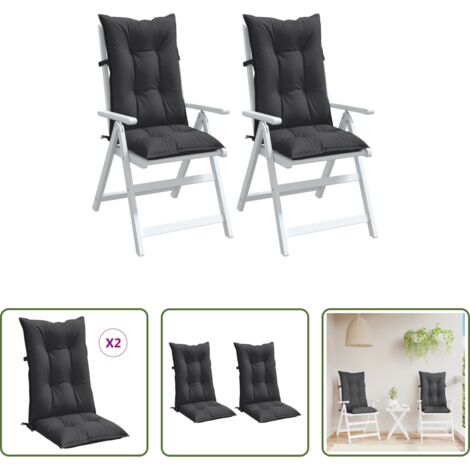 Cojines de jardín -  Cojines silla respaldo alto 2 uds tela gris antracita melange