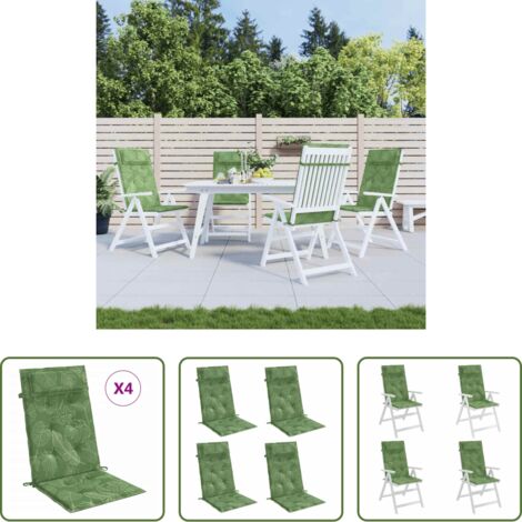Cojines de jardín -  Cojines silla respaldo alto 4 uds tela Oxford estampado hojas