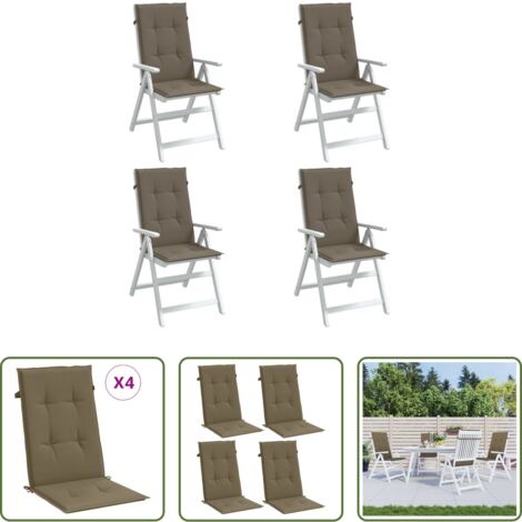 Cojines de jardín -  Cojines silla respaldo alto 4 uds tela taupe melange 120x50x4cm