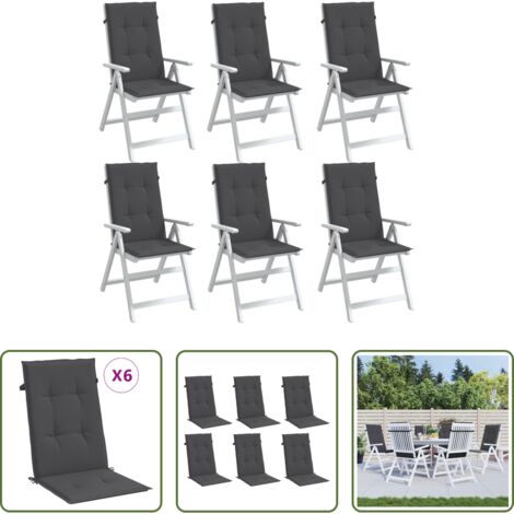 Cojines de jardín -  Cojines silla respaldo alto 6 uds tela gris antracita melange