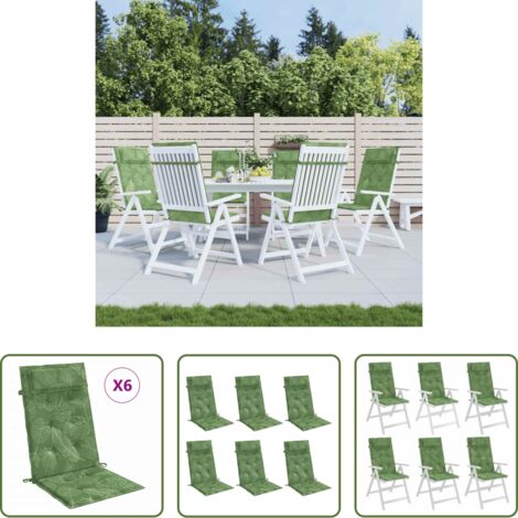 Cojines de jardín -  Cojines silla respaldo alto 6 uds tela Oxford estampado hojas