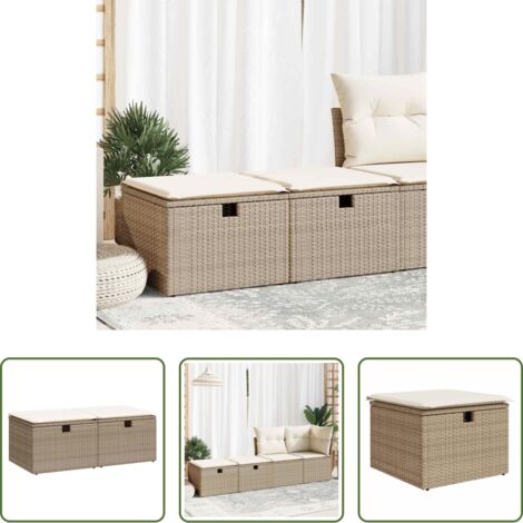 Cojines de jardín -  Set sofás jardín y cojines 2 pzas ratán sintético acacia beige