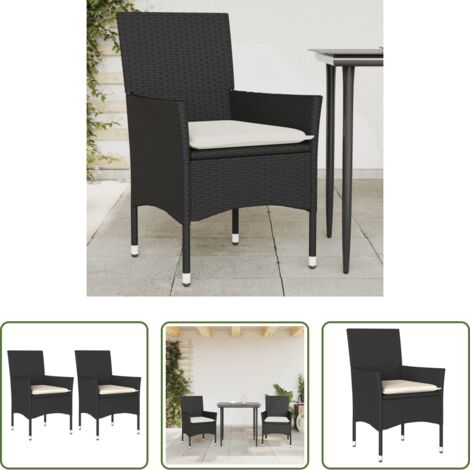 Cojines de jardín -  Sillones de jardín con cojines 2 uds ratán sintético negro