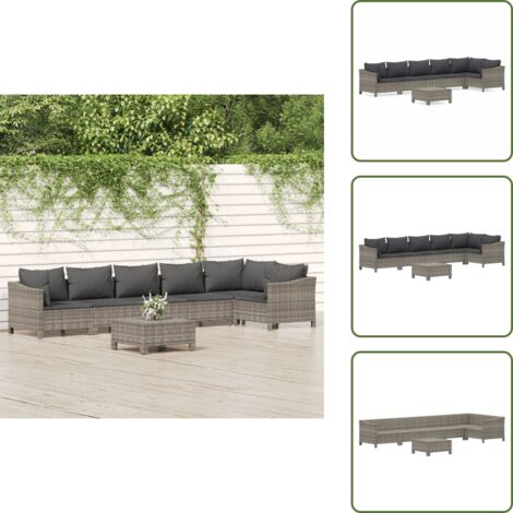 Cojines de jardín - vidaXL Set de muebles de jardín 7 pzas y cojines ratán sintético gris - Muebles exteriores