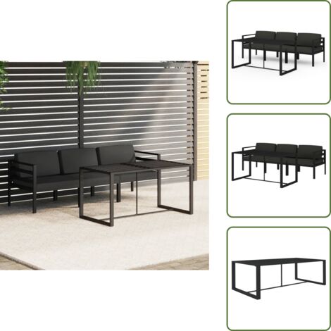 Cojines de jardín - vidaXL Set muebles de jardín 4 pzas y cojines aluminio gris antracita - Sofás de jardín