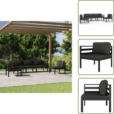 Cojines de jardín - vidaXL Set muebles de jardín 5 pzas y cojines aluminio gris antracita - Muebles modulares