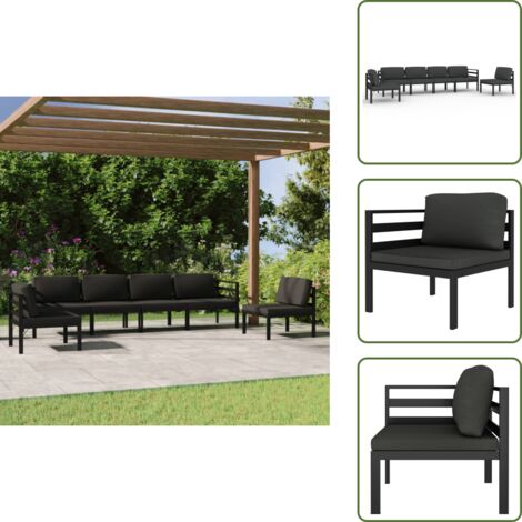 Cojines de jardín - vidaXL Set muebles de jardín 6 pzas y cojines aluminio gris antracita - Muebles modulares