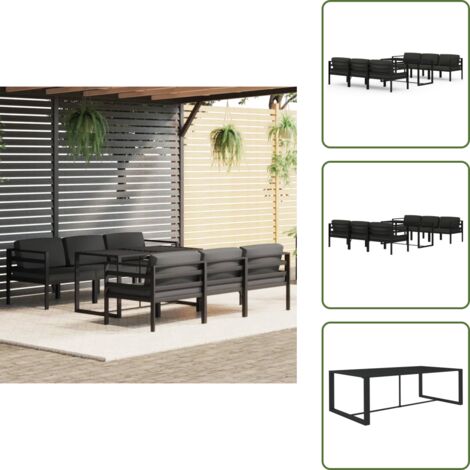 Cojines de jardín - vidaXL Set muebles de jardín 7 pzas y cojines aluminio gris antracita - Muebles modulares