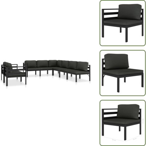 Cojines de jardín - vidaXL Set muebles de jardín 8 pzas y cojines aluminio gris antracita - Muebles modulares