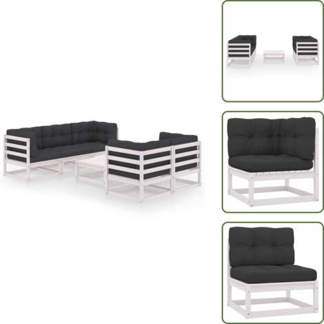 Cojines de madera - vidaXL Muebles de jardín 6 piezas con cojines de madera de pino maciza - Muebles modulares