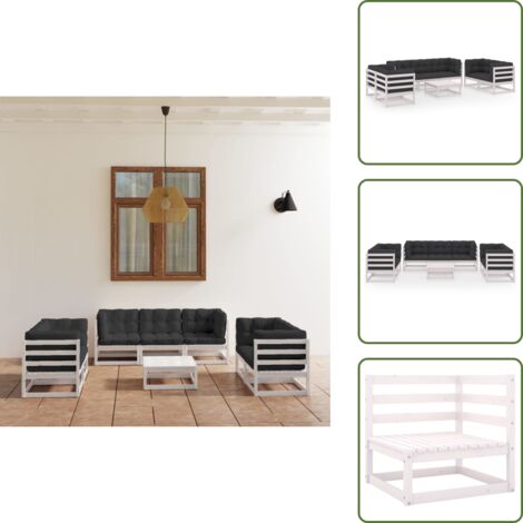 Cojines de madera - vidaXL Muebles de jardín 8 piezas con cojines de madera de pino maciza - Muebles modulares