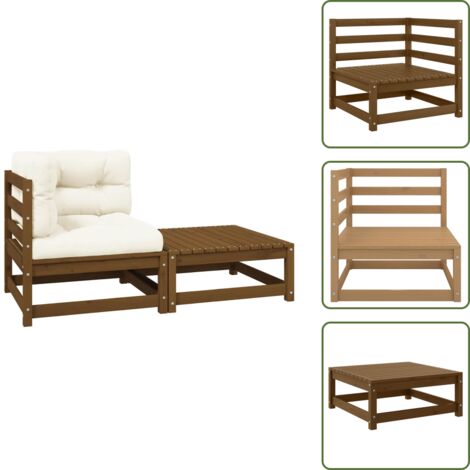 Cojines de madera - vidaXL Set de muebles de jardín 2 pzas cojines madera pino marrón miel - Muebles de exterior