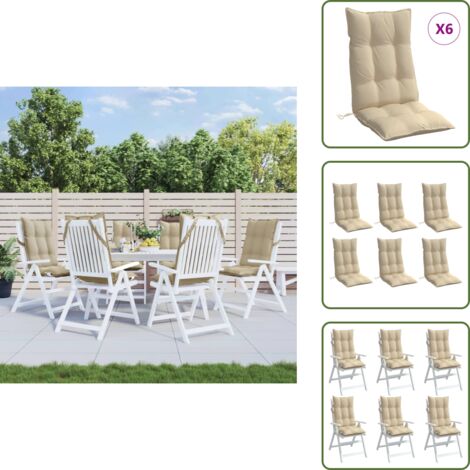 Cojines de oficina - vidaXL Cojines de silla con respaldo alto 6 uds tela Oxford beige - Cojines de exterior