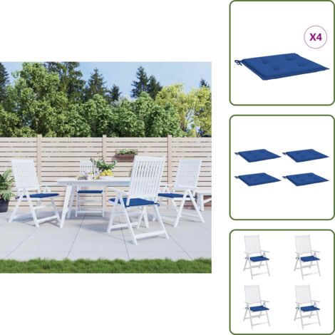 Cojines de oficina - vidaXL Cojines de silla de jardín 4 uds tela azul 40x40x4 cm - Cojines azules