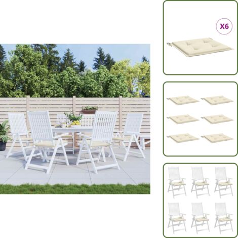 Cojines de oficina - vidaXL Cojines de silla de jardín 6 uds tela Oxford crema 40x40x4 cm - Cojines de casa