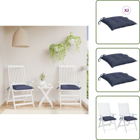 Cojines de oficina - vidaXL Cojines para silla 2 uds tela Oxford azul marino 50x50x7 cm - Cojines azules