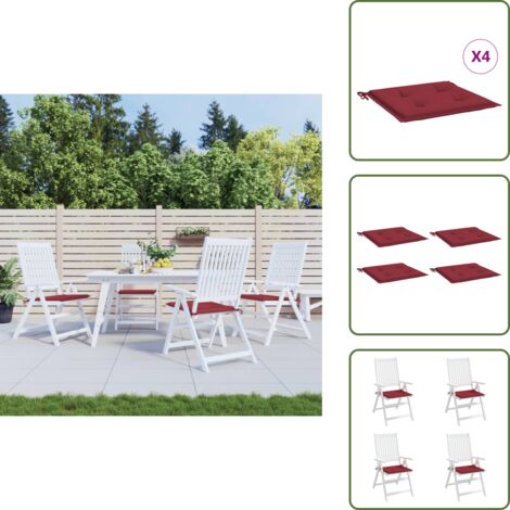 Cojines de oficina - vidaXL Cojines silla de jardín 4 uds tela Oxford rojo tinto 50x50x4 cm - Cojines de casa