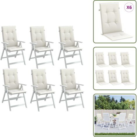 Cojines de oficina - vidaXL Cojines silla respaldo alto 6 uds tela crema melange 120x50x4cm - Cojines de silla alto respaldo