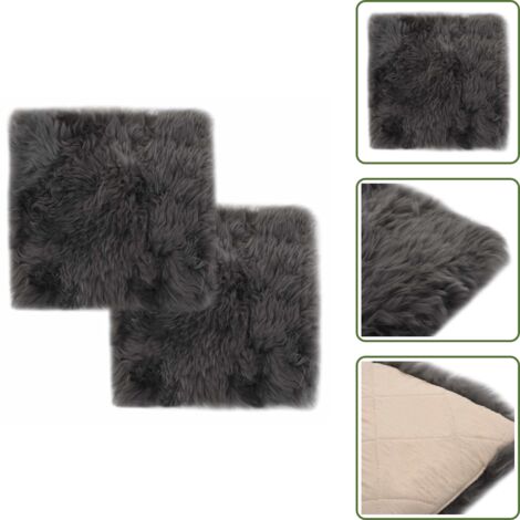 Cojines de oveja - vidaXL Cojines de silla 2 uds piel de oveja real gris claro 40x40 cm - Cojines de silla