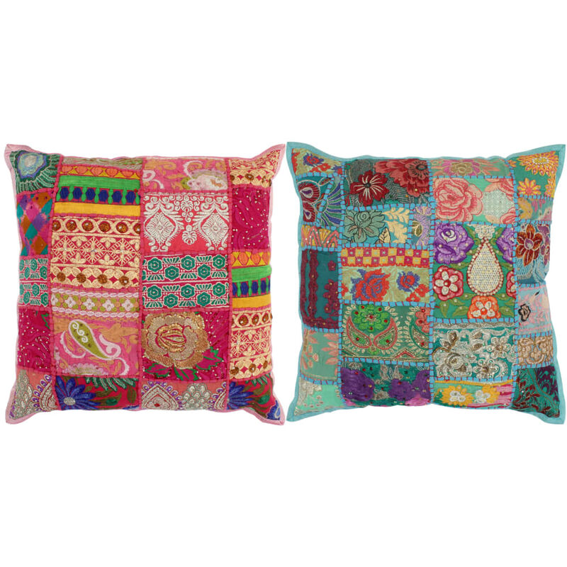 

Cojines de pachwork hechos a mano 2 uds 45x45 cm rosa/turquesa
