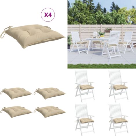 Cojines de palets de jardín 4 uds tela Oxford beige 50x50x7 cm - Cojines para patio - Cojines de exterior