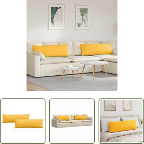 Cojines de pana -  Cojines de sofá 2 pcs Amarillo Claro 120 x 40 cm Tela de pana