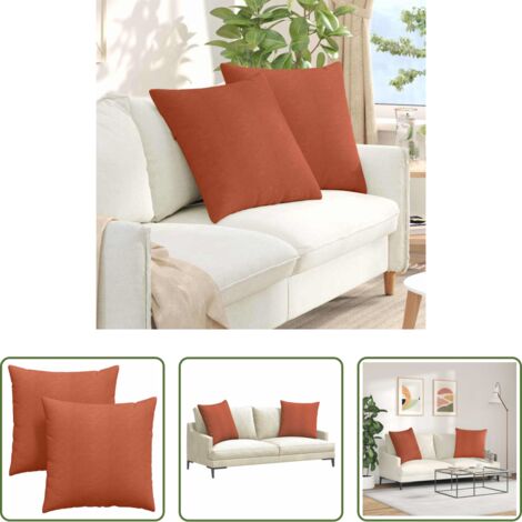 Cojines de pana -  Cojines de sofá 2 pcs Rojo Naranja 80 x 80 cm Tela de pana