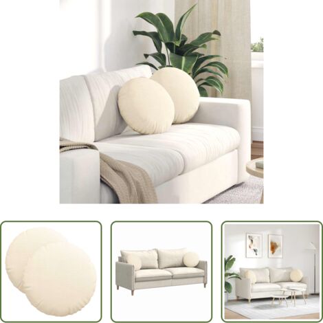 Cojines de pana -  Cojines para asiento 2 pcs Crema Ø 40 cm Tela de pana