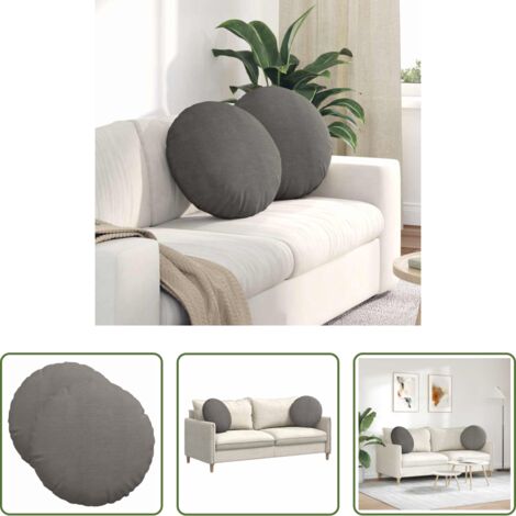 Cojines de pana -  Cojines para asiento 2 pcs Gris Claro Ø 50 cm Tela de pana