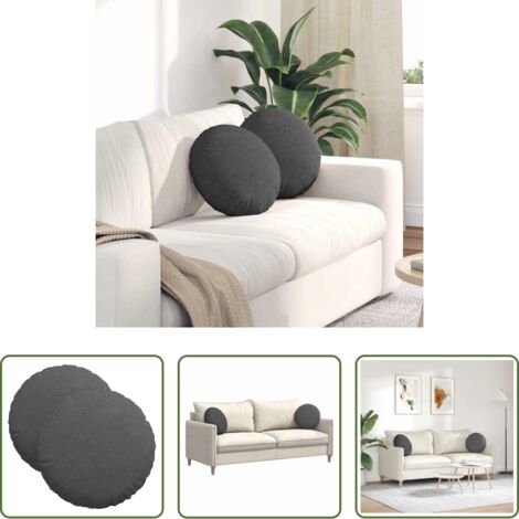 Cojines de pana -  Cojines para asiento 2 pcs Gris oscuro Ø 40 cm Tela de pana