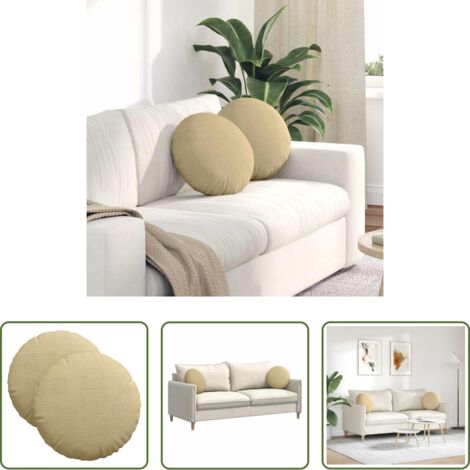 Cojines de pana -  Cojines para asiento 2 pcs Verde grisáceo Ø 40 cm Tela de pana