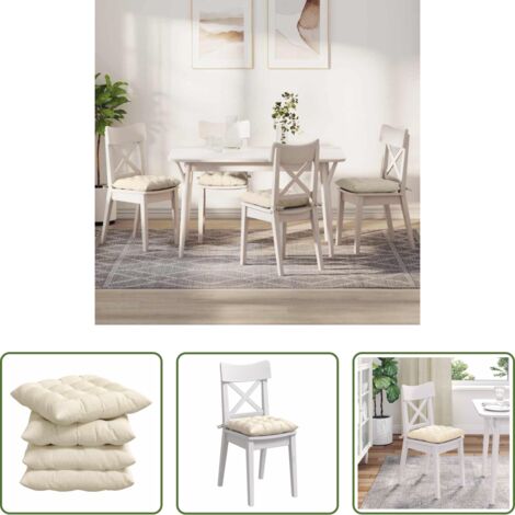 Cojines de pana -  Cojines para asiento 4 pcs Crema 40 x 40 x 6 cm Tela de pana