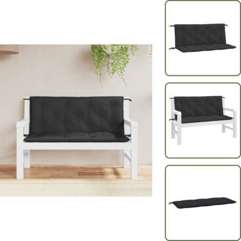 Cojines de patio - vidaXL Cojines de banco de jardín 2 uds tela Oxford negro 120x50x7 cm - Cojines de salón