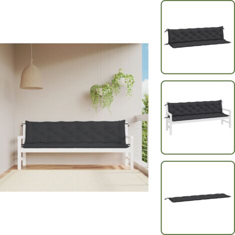 Cojines de patio - vidaXL Cojines de banco de jardín 2 uds tela Oxford negro 200x50x7 cm - Cojines de salón