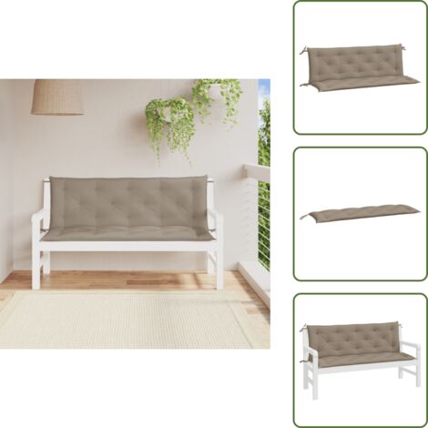 Cojines de patio - vidaXL Cojines de banco de jardín 2 uds tela Oxford taupé 150x50x7 cm - Cojines de salón
