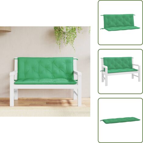 Cojines de patio - vidaXL Cojines de banco de jardín 2 uds tela Oxford verde 120x50x7 cm - Cojines de salón