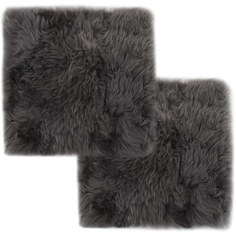 

Cojines de silla 2 uds piel de oveja real gris claro 40x40 cm - Gris