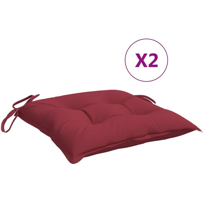 

Cojines de silla 2 unidades rojo tinto 50x50x7 cm - Rojo